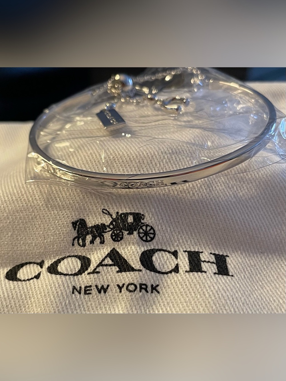 Coach Silver Logo Bangle Bracelet